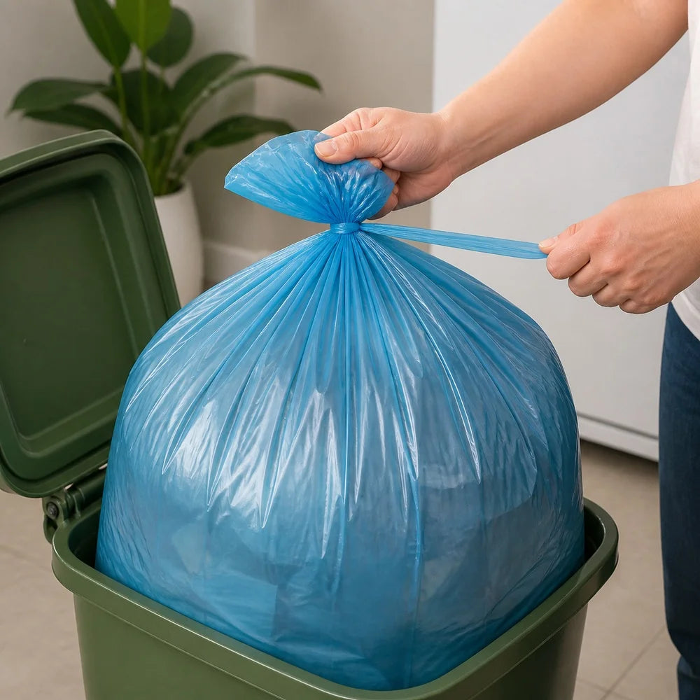 Blue Household Trash Bags – 50-Pack Roll