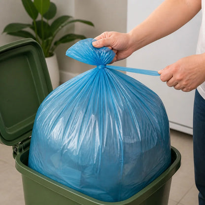 Blue Household Trash Bags – 50-Pack Roll
