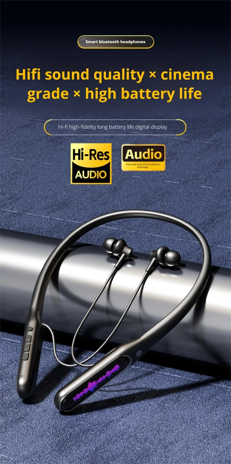 Bluetooth Sports Earphones with HD Microphone & 80-Hour Battery