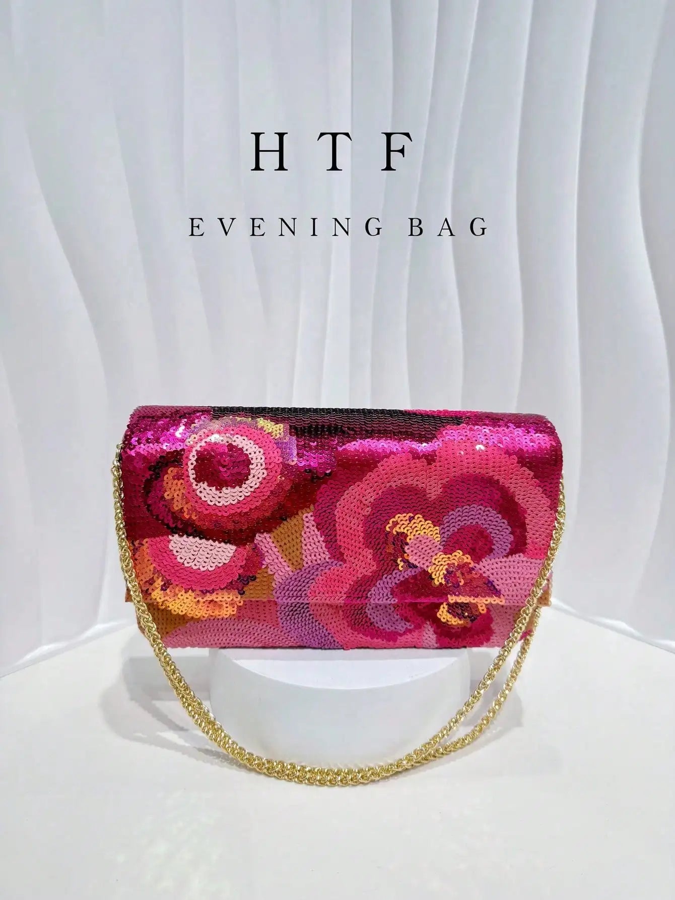 Floral Sequin Evening Clutch Bag