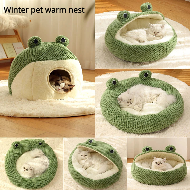 Frog Shape Plush Pet Nest House