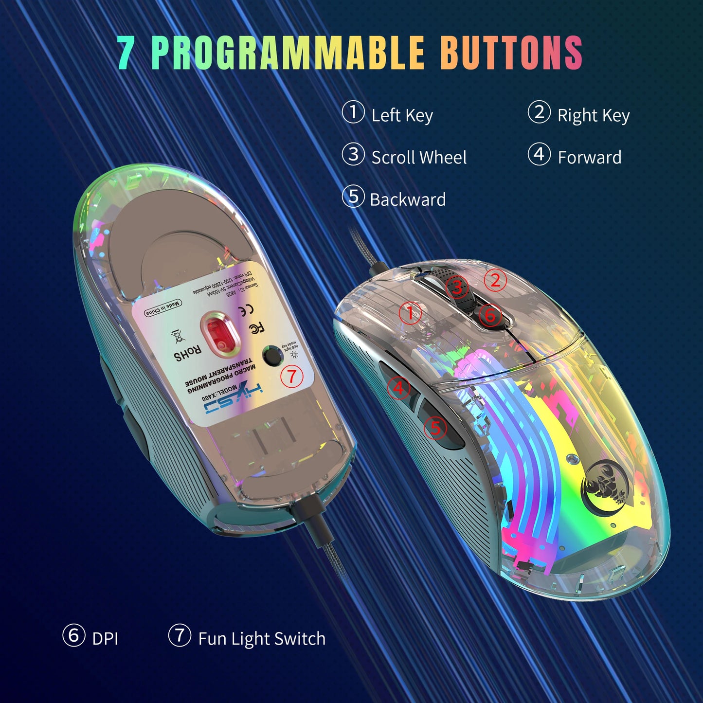 HXSJ X400 RGB Programmable Gaming Mouse