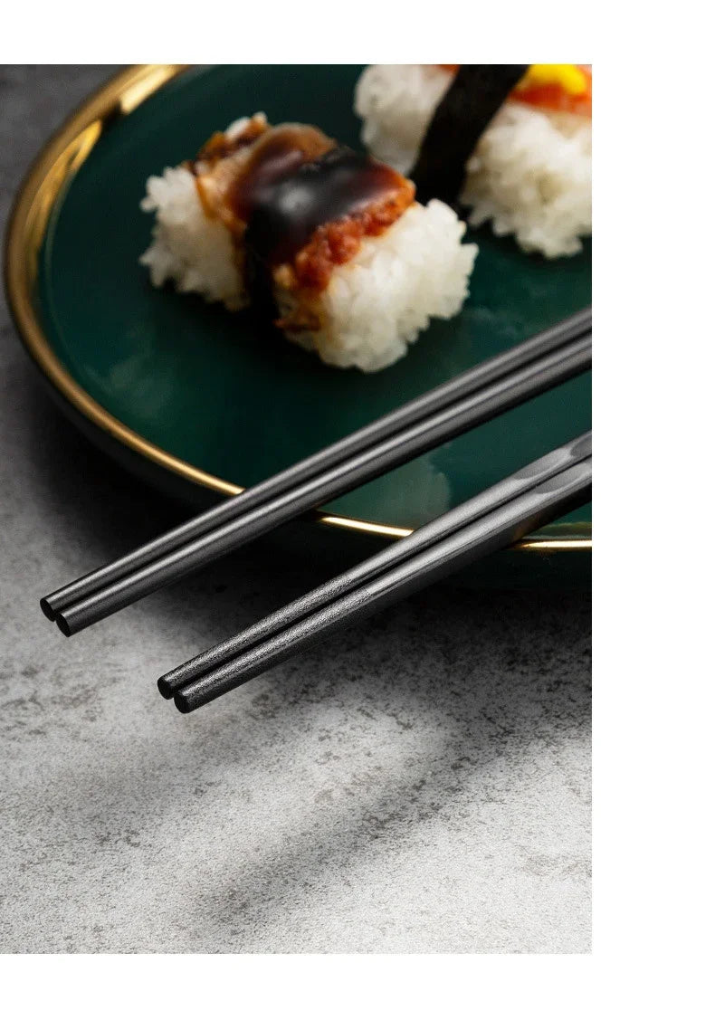 5 Pairs Stainless Steel Non-Slip Chopsticks Set