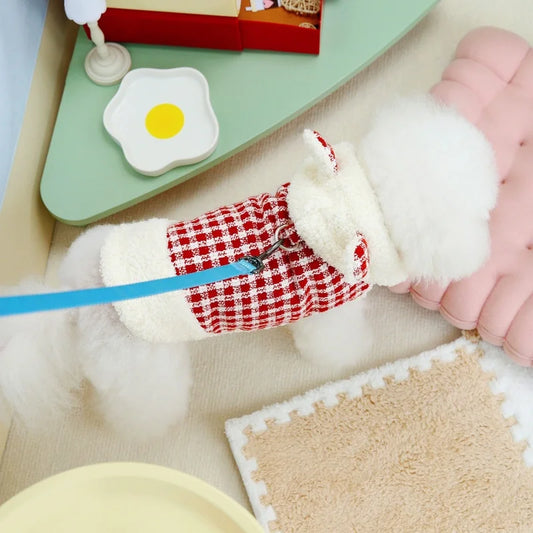 Warm Plush Plaid Dog Hoodie Jacket