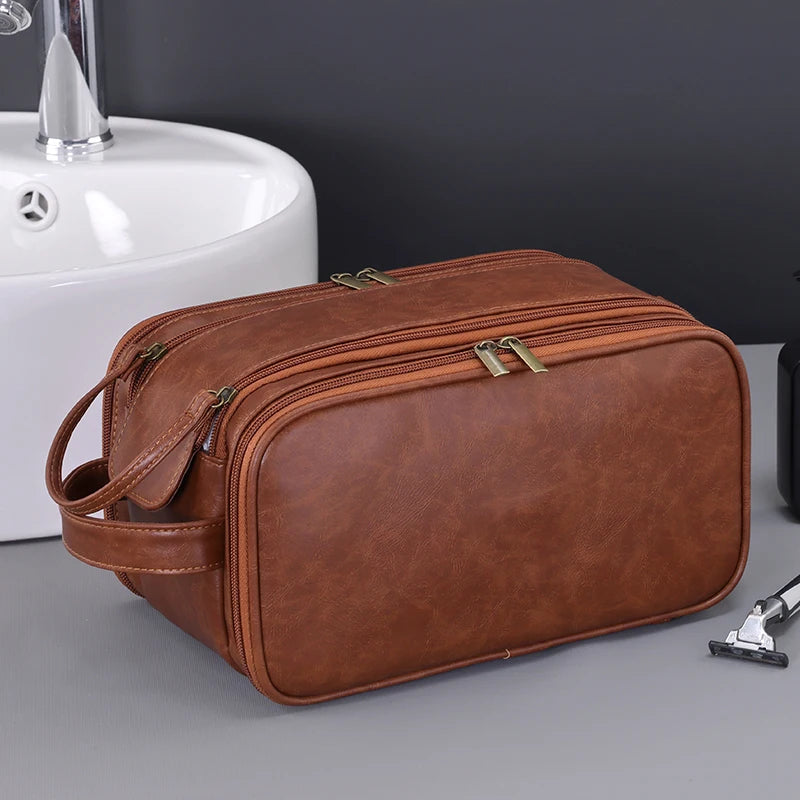Travel PU Leather Toiletry Organizer Bag