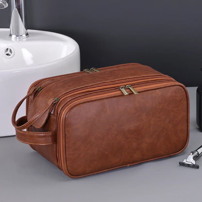 Travel PU Leather Toiletry Organizer Bag