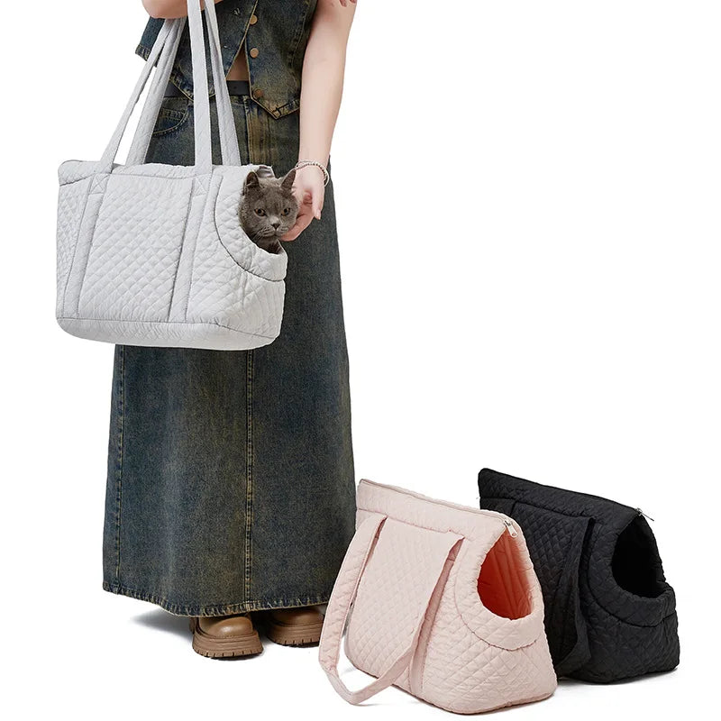 Quilted Pet Carrier Shoulder Bag