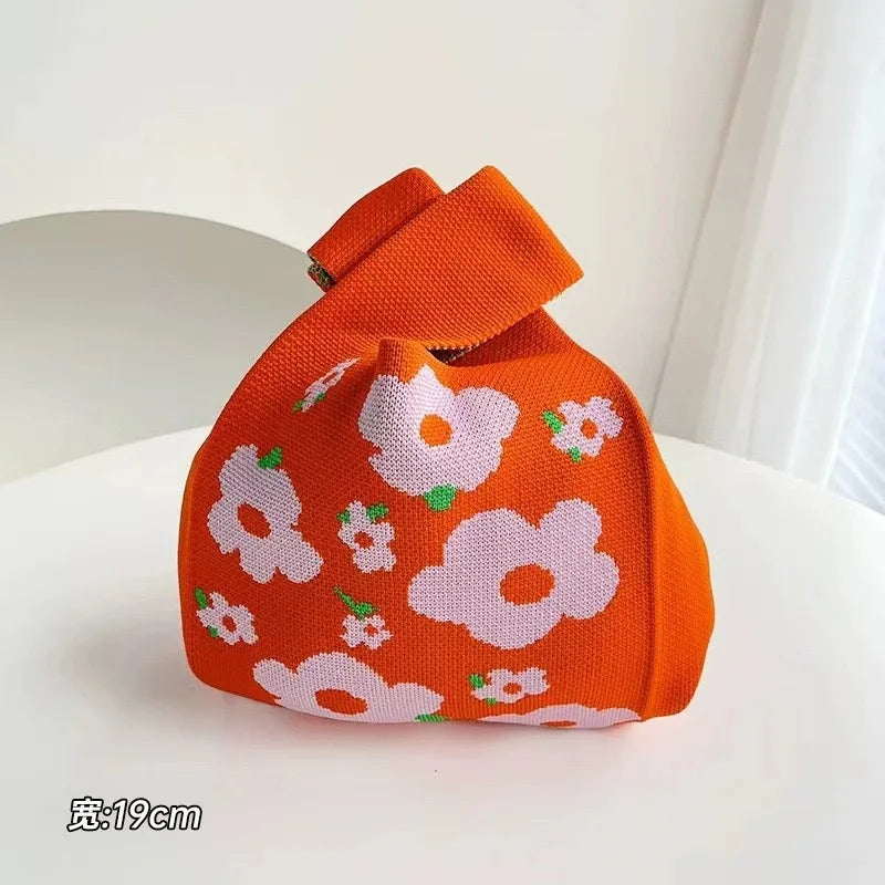 Handmade Knitted Knot Wrist Tote Bag