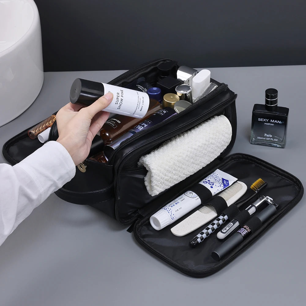 Travel PU Leather Toiletry Organizer Bag