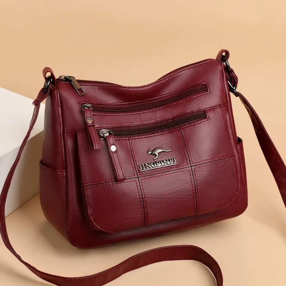 Casual Floral Embossed Leather Crossbody Shoulder Bag