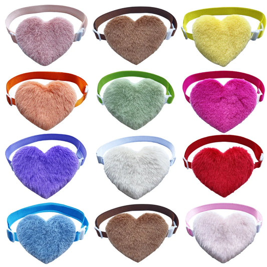 Heart-Shaped Adjustable Dog Bow Tie Set