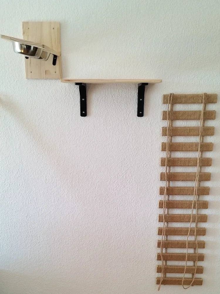 Wooden Wall-Mounted Cat Climbing Shelves & Play Set