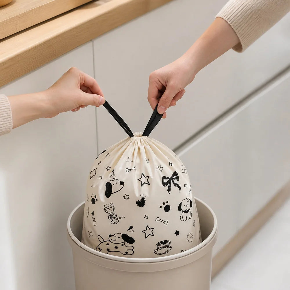 Black Drawstring Trash Bags – 60 Pack