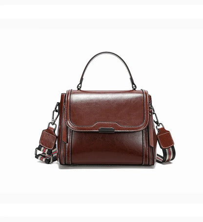 Genuine Cow Leather Top Handle Crossbody Bag