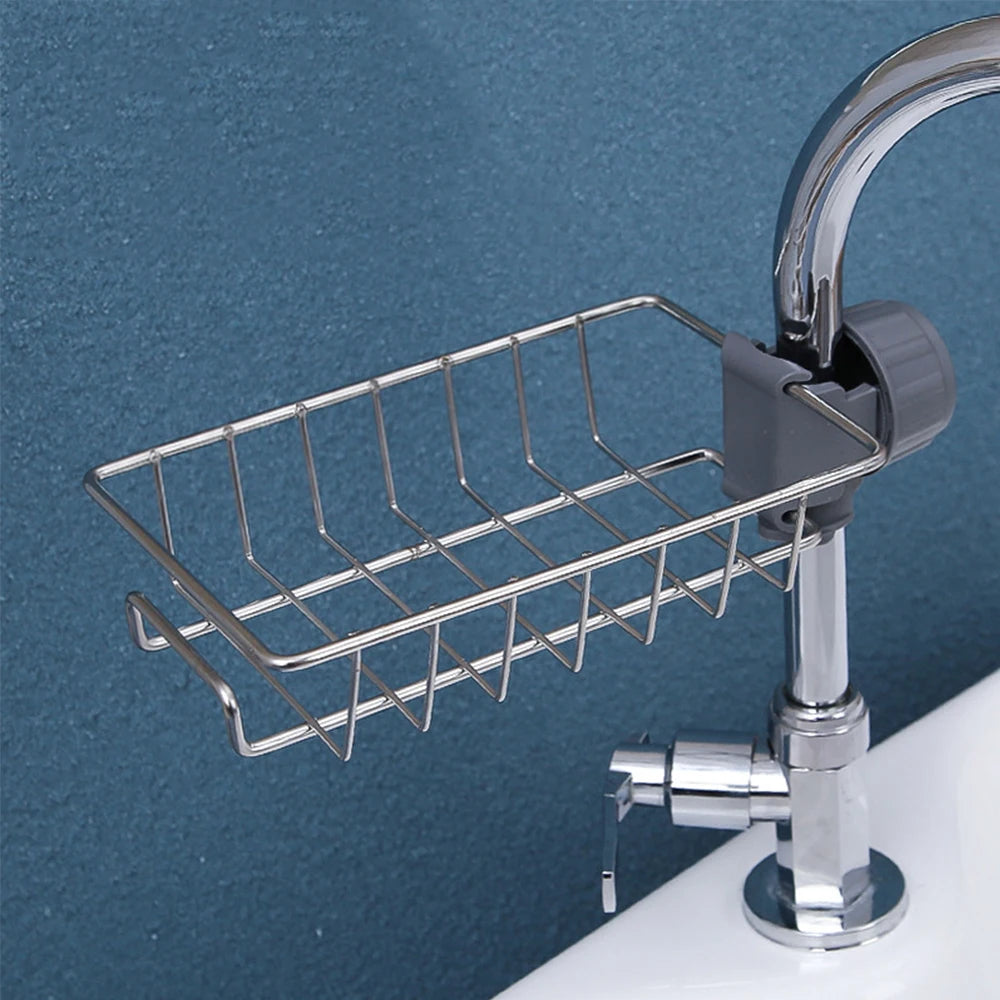 Kitchen Sink Faucet Sponge & Soap Organizer Rack