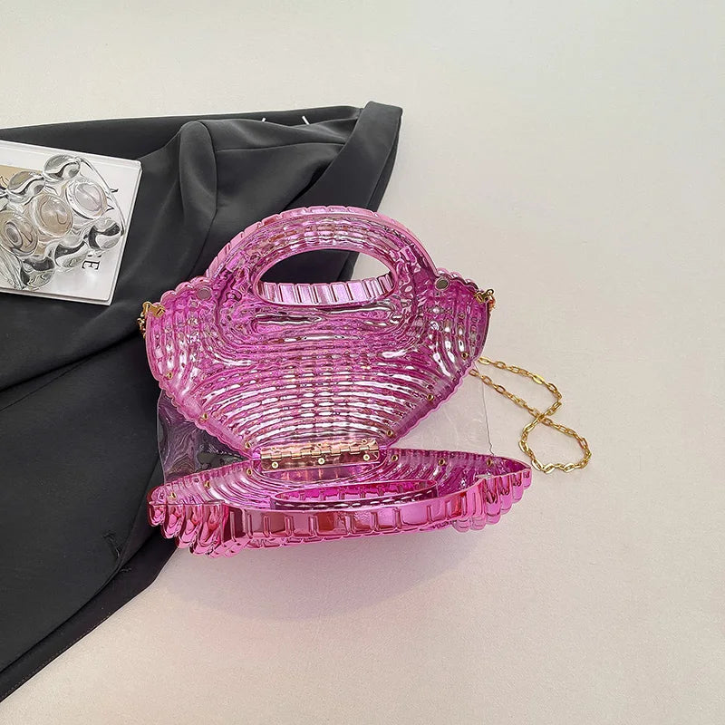 Metallic Acrylic Woven Handbag