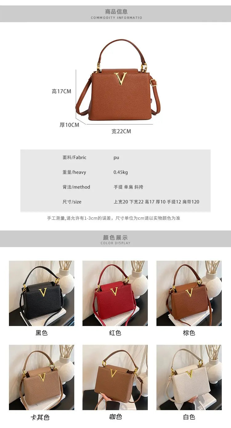 Buckled Leather Shoulder Handbag