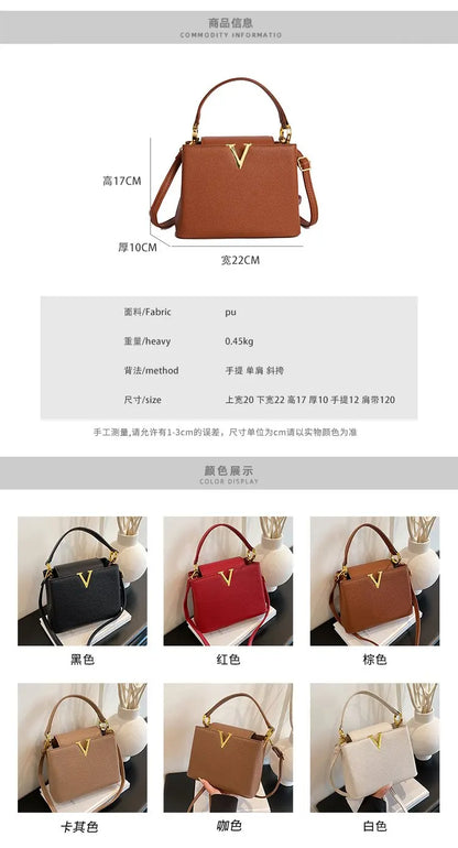 Buckled Leather Shoulder Handbag