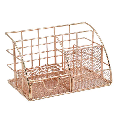 Rose Gold Mesh Desk Organizer