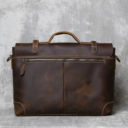 Crazy Horse Leather Men's Vintage Handbag