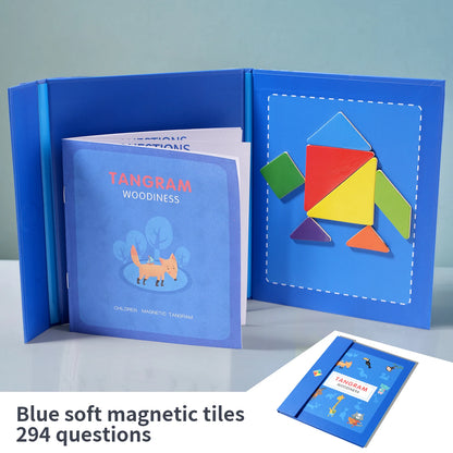 Wooden Jigsaw Magnetic Tangram Puzzle Book