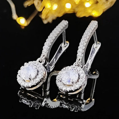 Halo Cubic Zirconia Drop Earrings