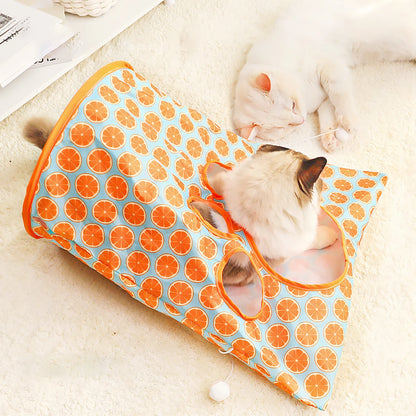 Collapsible Cat Tunnel Toy with Rattle & Teaser