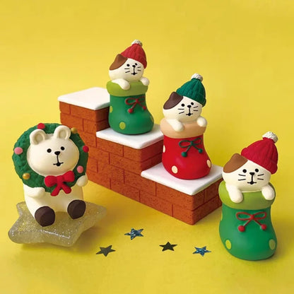 Glowing Christmas Cat Resin Figurine