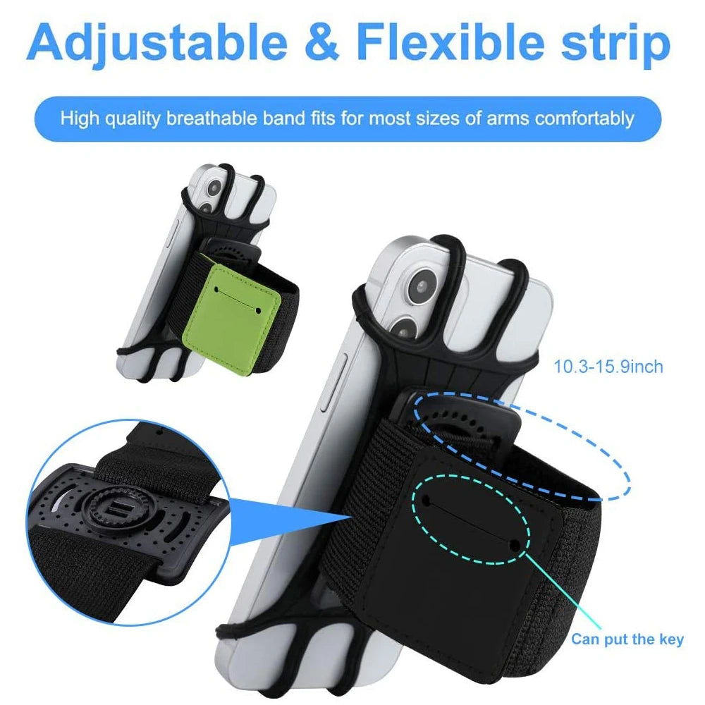 Universal Sports Phone Armband with 360° Rotating Holder