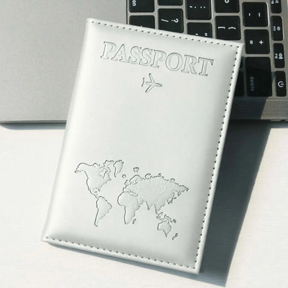 World Map PU Leather Passport Holder