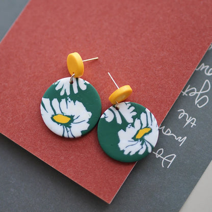 Flower Abstract Art Deco Pattern Earrings