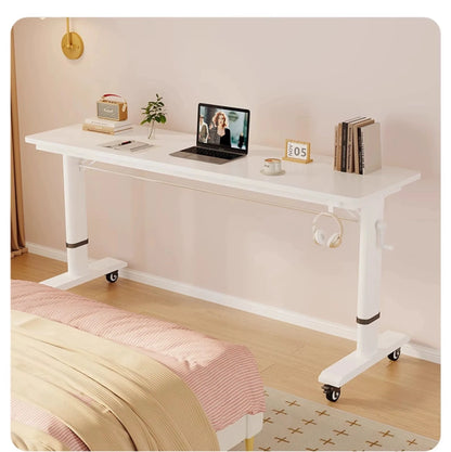 Adjustable Overbed Laptop Desk with Hand Crank & Wheels