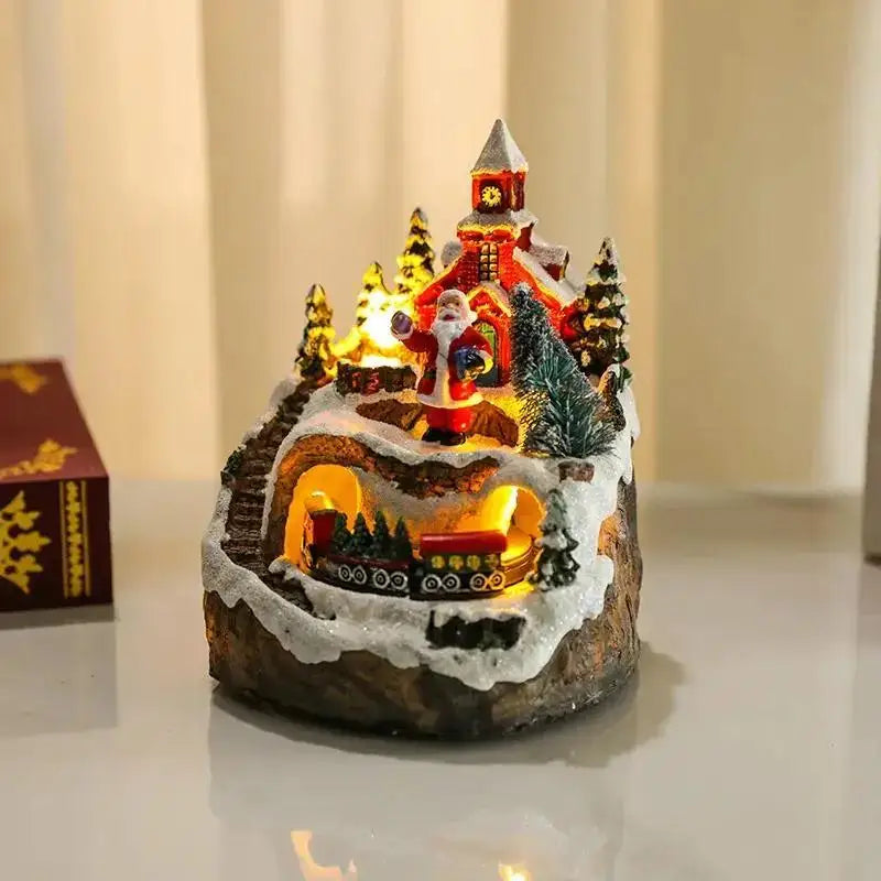 Rotating Light-Up Christmas Resin Music Box