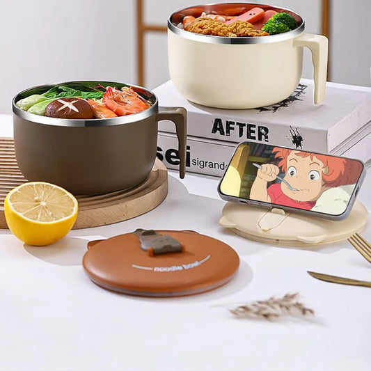 304 Stainless Steel Instant Noodle Bowl with Lid