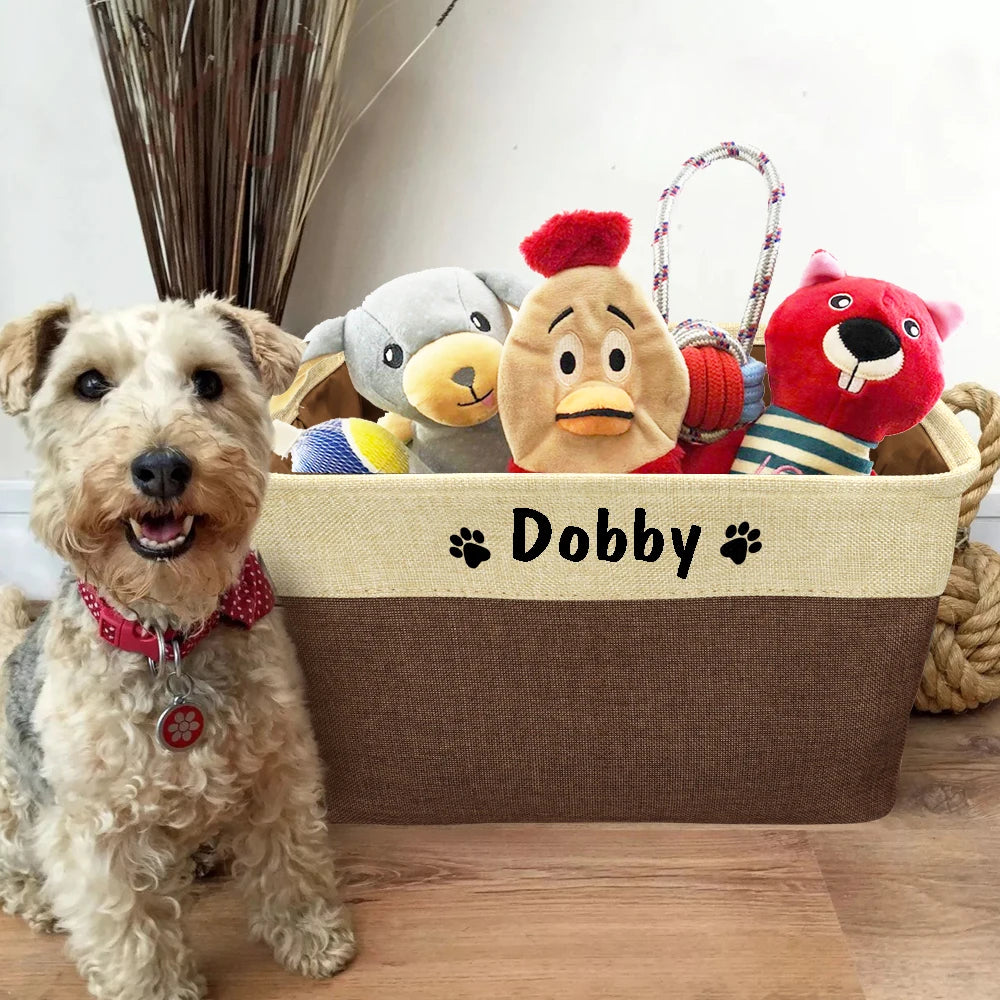 Personalized Foldable Dog Toy Storage Basket