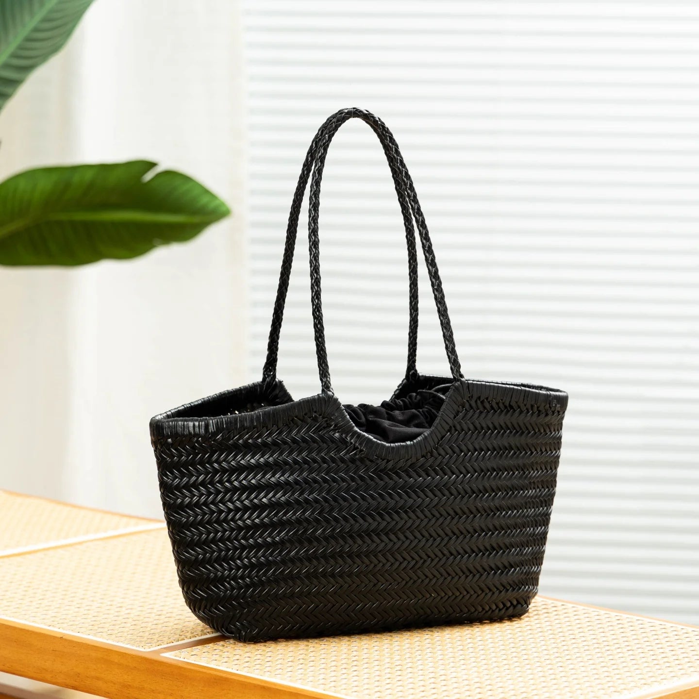 Handwoven Leather Tote Bag