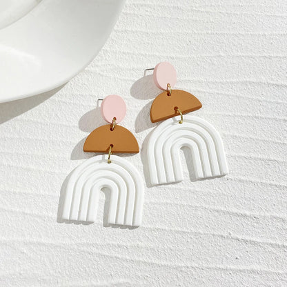 AENSOA  Colorful Painted Pattern Acrylic Drop Earrings