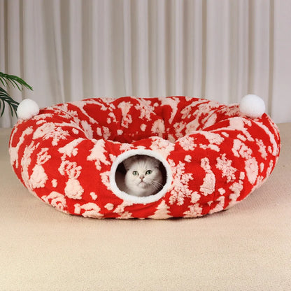 Foldable Plush Cat Tunnel