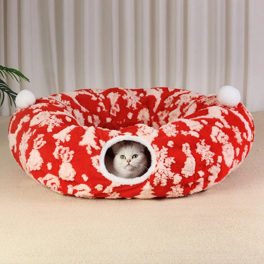 Foldable Plush Cat Tunnel