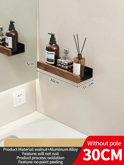 Wood & Aluminium Wall Storage Shelf