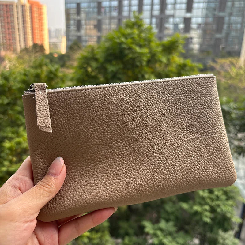 Genuine Top Grain Cow Leather Zip Wallet