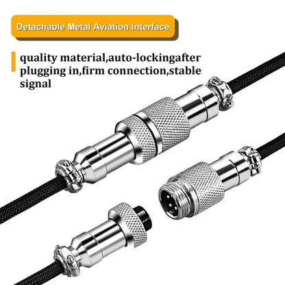 3M Coiled USB-C Mechanical Keyboard Cable – Detachable Aviator Connector