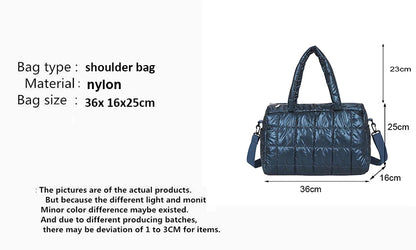 Quilted Waterproof Nylon Tote Bag