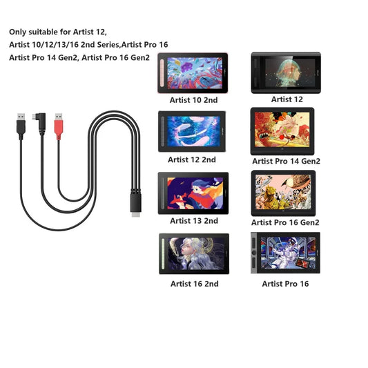 3-in-1 Replacement Cable for XP-Pen Artist Display Tablets