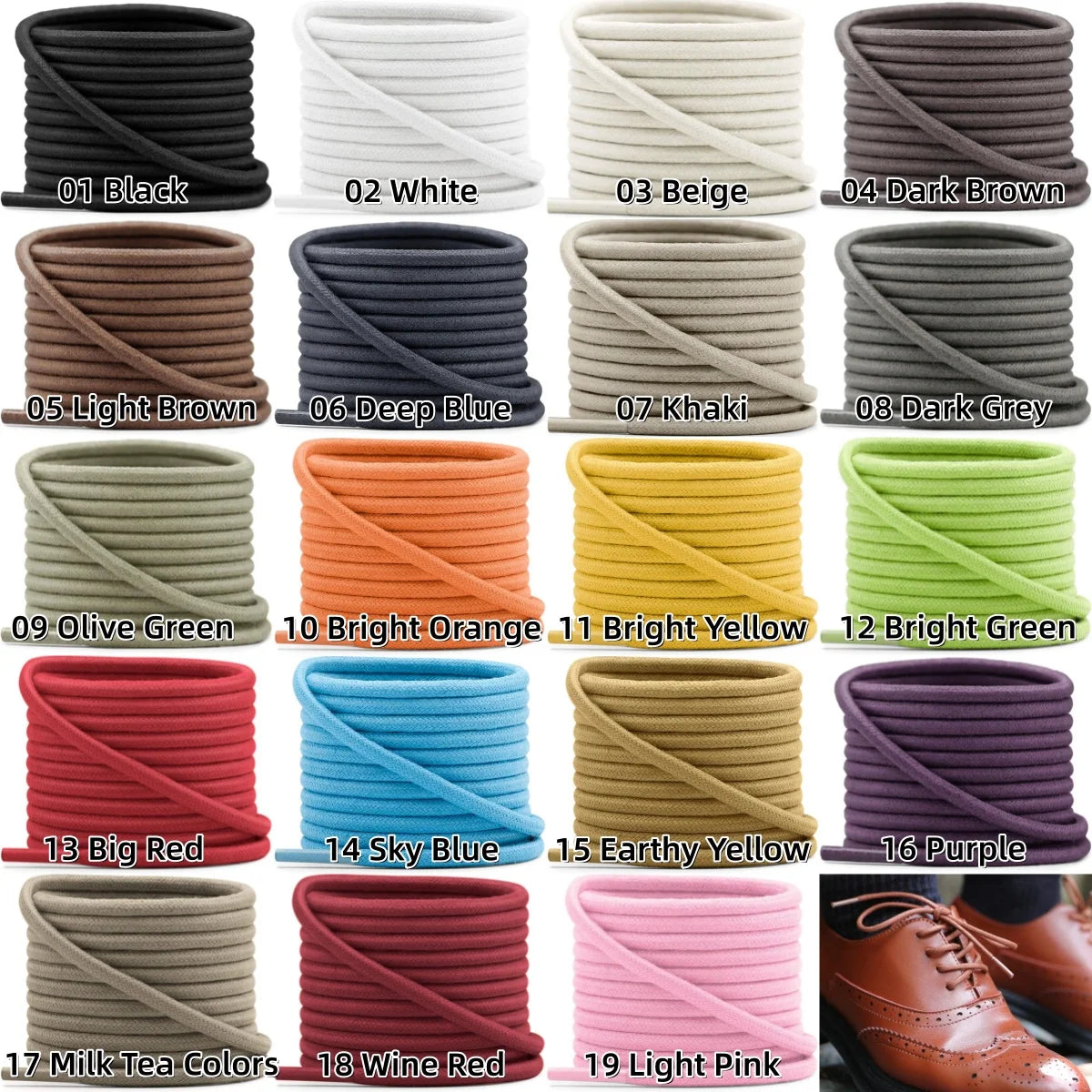 Premium Waxed Round Shoelaces