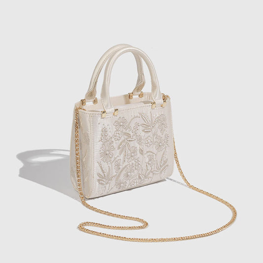 Pearl Beaded Mini Tote Bag