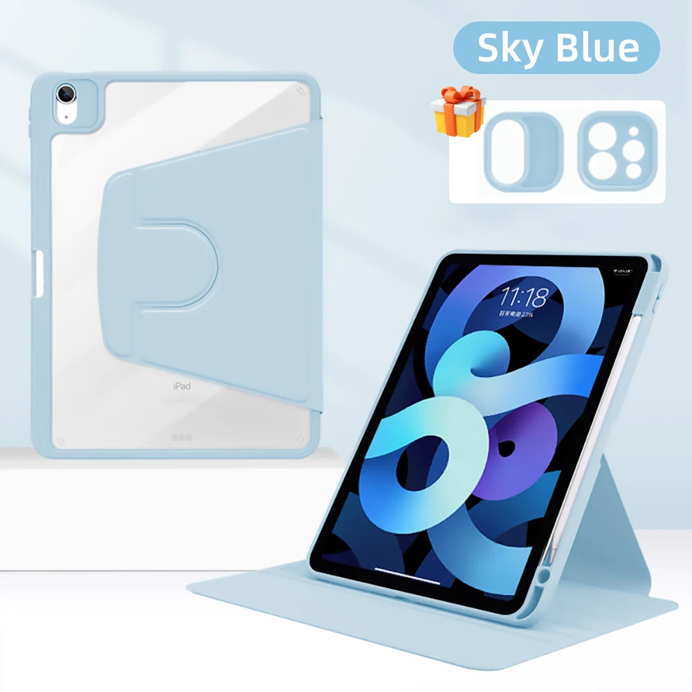360° Rotatable Transparent Back Case for Apple iPad