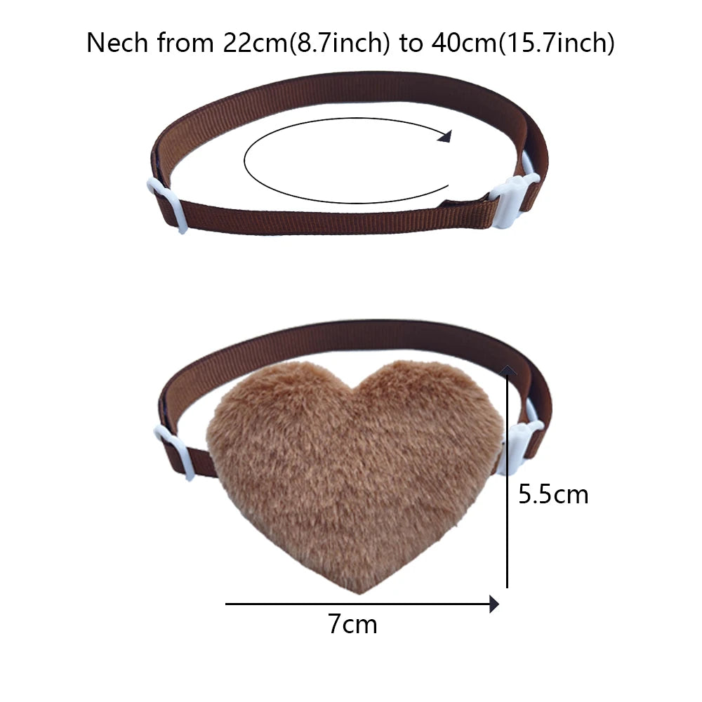 Heart-Shaped Adjustable Dog Bow Tie Set