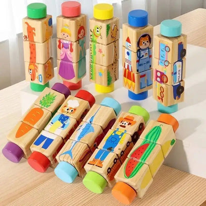 Rotating Wooden Cartoon Matching Puzzle