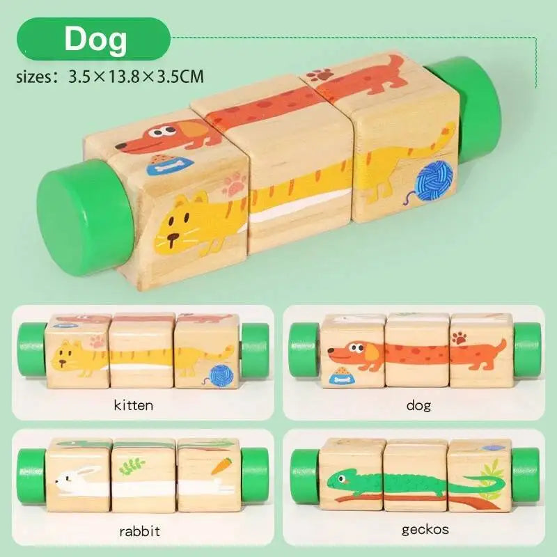 Rotating Wooden Cartoon Matching Puzzle